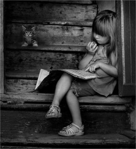 Young girl writing